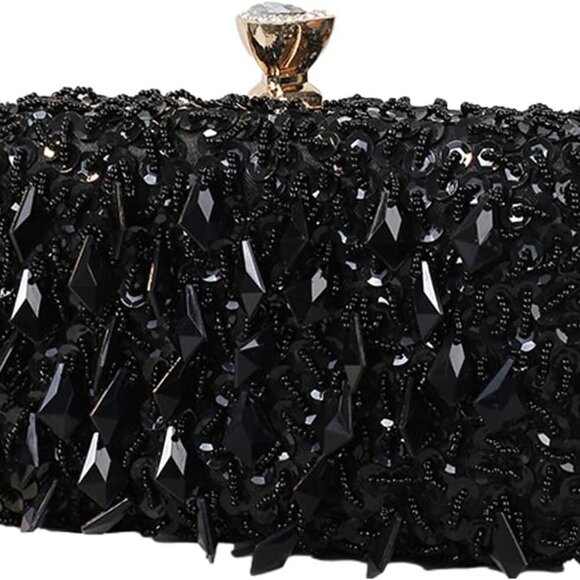Women Bling Evening Bag Fashion Embroidered Beaded Sequin Clutch Cocktail Weddin - Picture 1 of 6